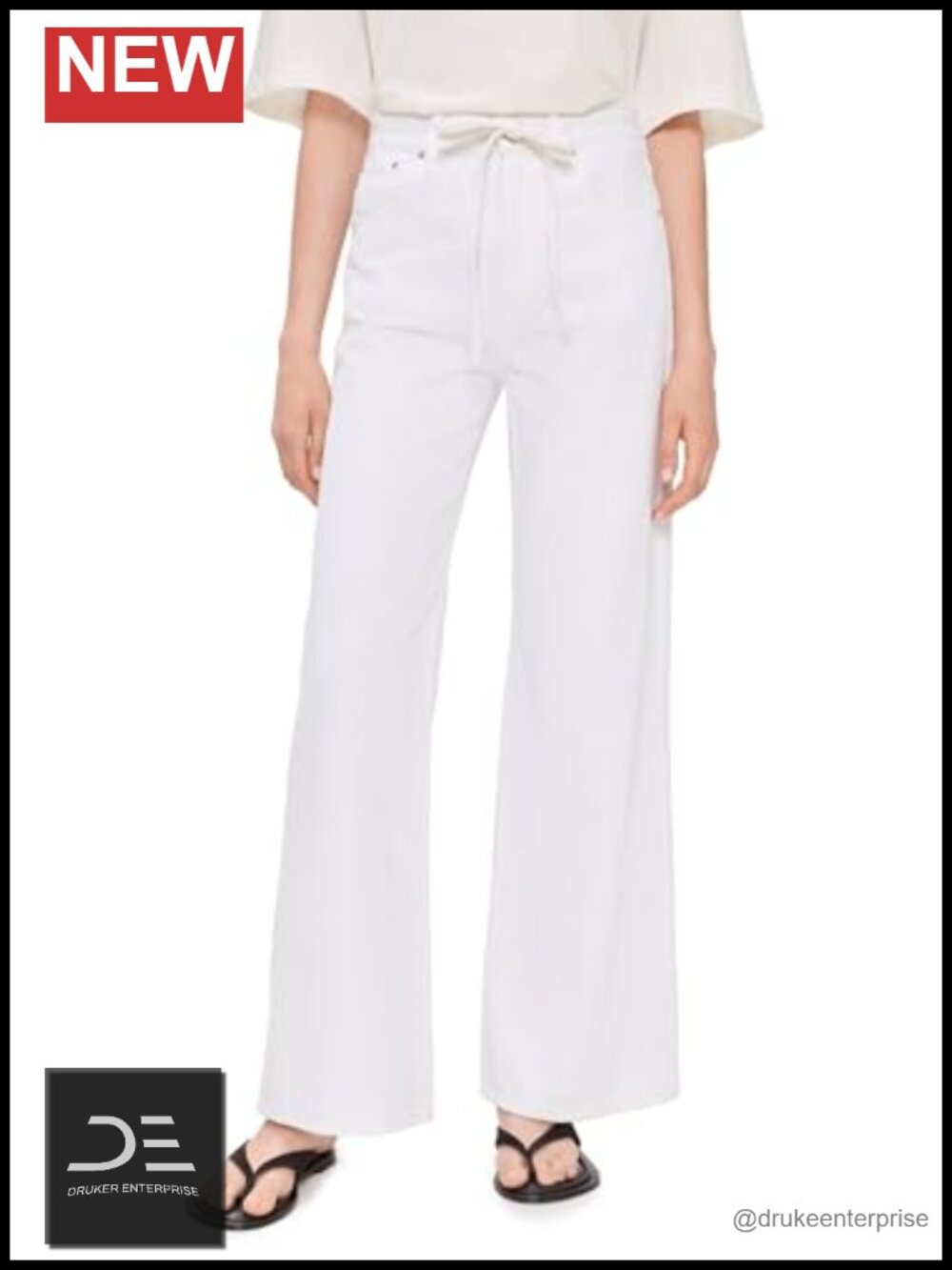 High Rise Wide Leg Non-Stretch Denim Jeans - 100% Cotton